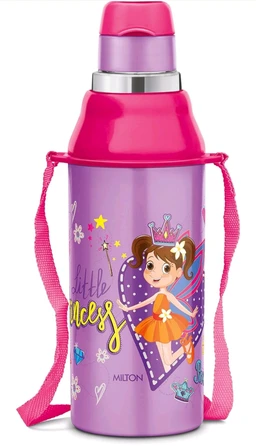 Milton Kool Steelight 400 Kids Inner Steel Insulated Sipper Bottle With Straw Pink