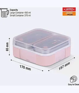Jaypee Boxi 2 Inner Steel Lunch Box 2 Compartment ( Pink , Purple, Blue)