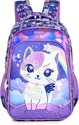 Hotshot Universe Cat 1822 School Bag For Girls 32 Ltr Pink & Blue Colour, Water Resistant Fabric