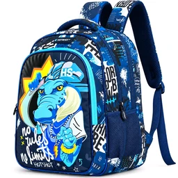 Hotshot No Limits 1823 School Bagpack For Boys , 18 Inch 32 Ltr Water Resistant Fabric Dino Character
