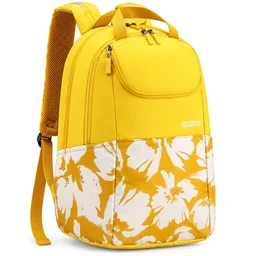 American Tourister Zumba 4.0 Backpack For Girls Yellow With Rain Cover