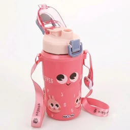 Nayasa Duo Sip 450 Ml Insulated Inner Steel With Strap & Handle With Dual Option For Kids - Pink
