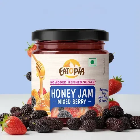 Eatopia Mixedberry Honey Jam | 70% Real Berries, 29% Honey | No refined sugar, No added preservatives