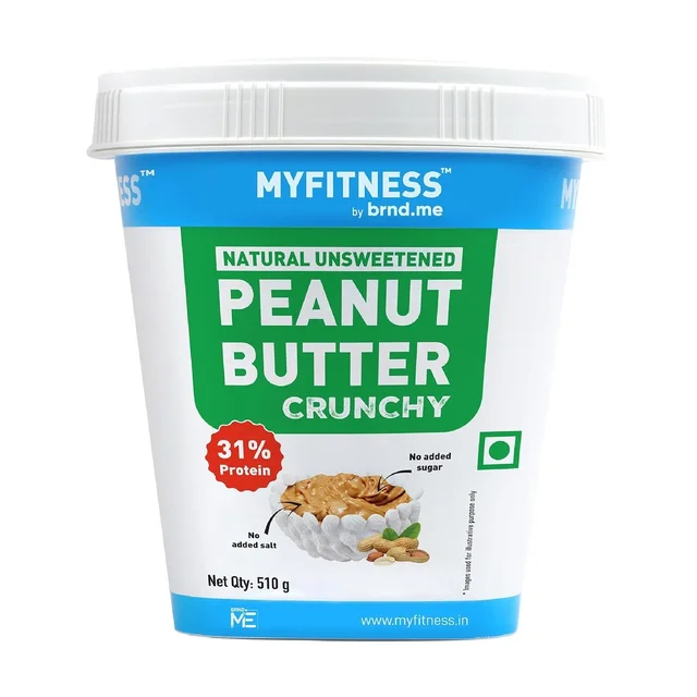 MYFITNESS All Natural Peanut Butter Crunchy 510g | 100% Roasted Peanuts | 31g High Protein | Nut Butter Spread | No Added Sugar & Salt | No Palm Oil | Zero Cholesterol | Unsweetened Peanut Butter