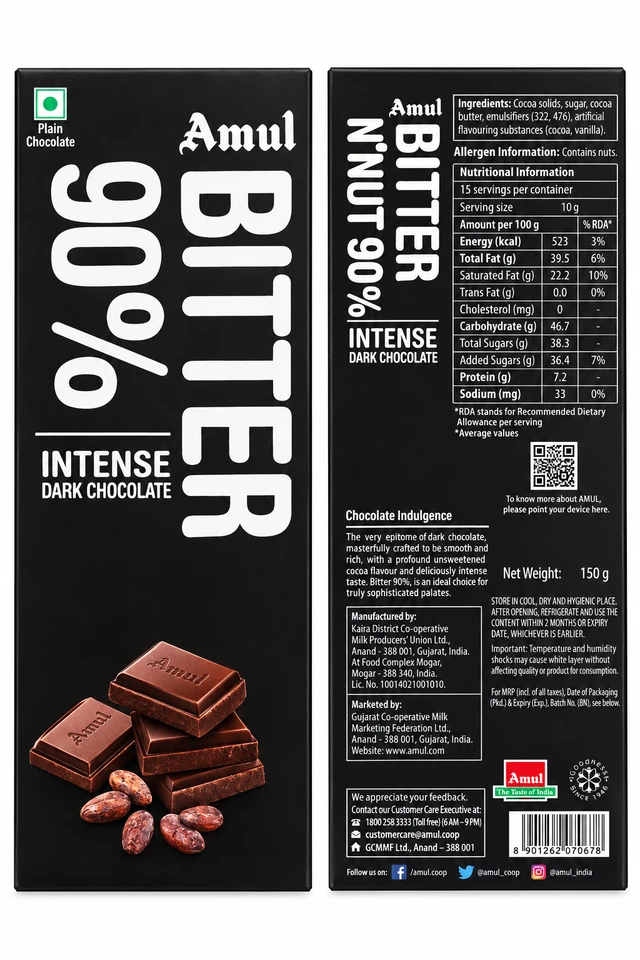 Amul Bitter 90% Chocolate
