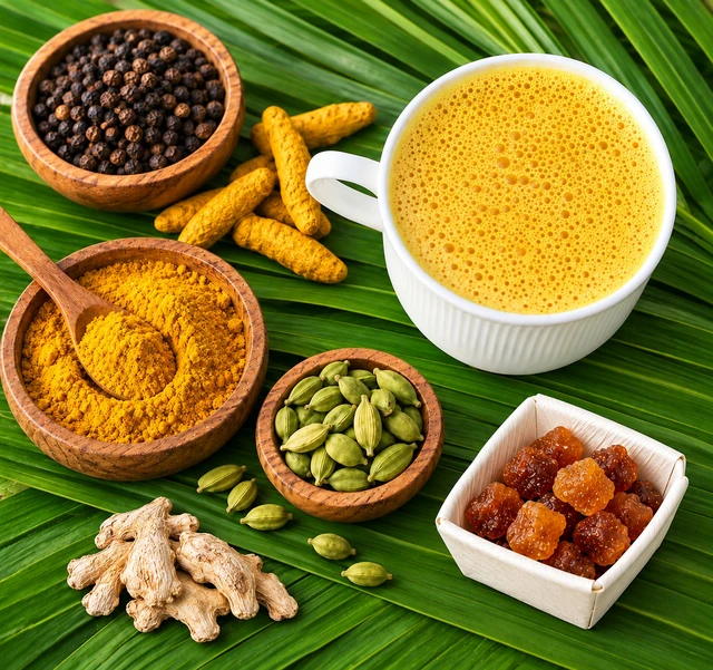 Golden Milk Powder | Turmeric Latte Mix 100gms | Immunity Booster |Haldi Doodh Golden Milk Powder | Ingredient:-Palm Candy,Turmeric,Estate Pepper,Dried Ginger,Cardamom