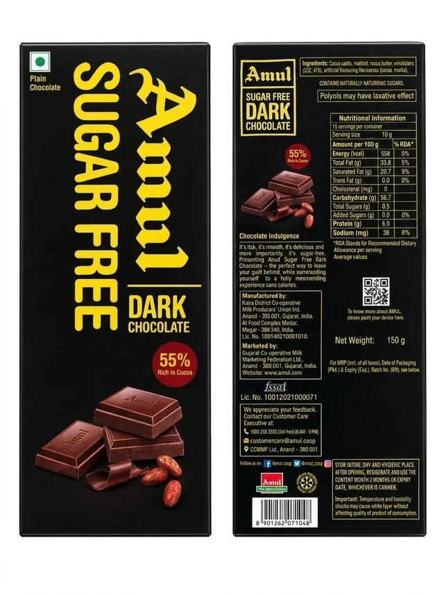 Amul Sugar Free 55% Dark Chocolate
