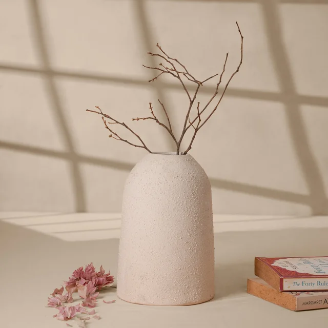 Artisan Textured Capsule Vase in Cream