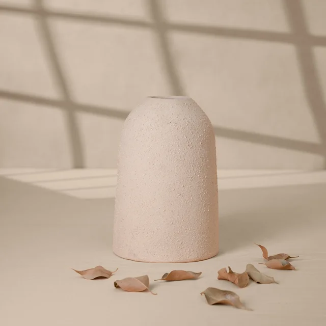 Artisan Textured Capsule Vase in Cream
