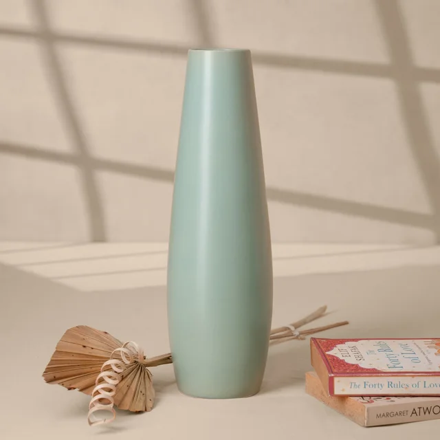 Tall Tapered Ceramic Vase in Sage Green