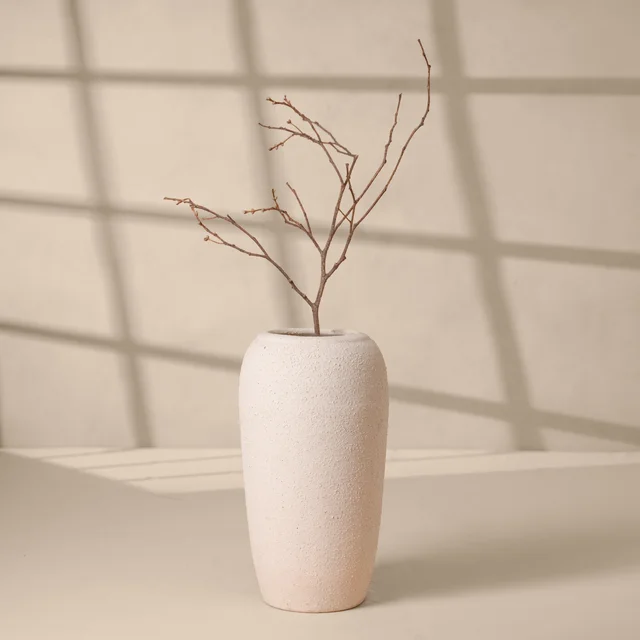 Artisan Textured Ceramic Vase in Cream