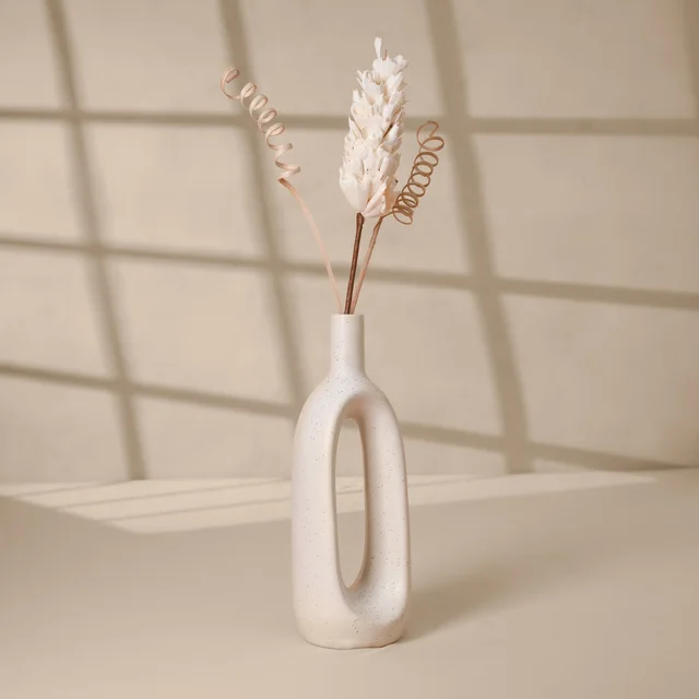 Modern Sculptural Loop Vase in Cream