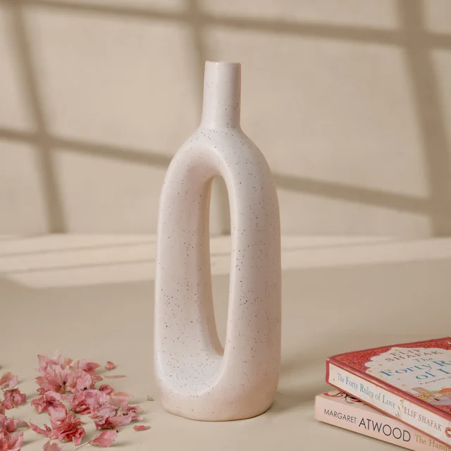 Modern Sculptural Loop Vase in Cream