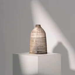 Artisan Striped Ceramic Vase in Taupe & Cream