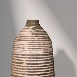 Artisan Striped Ceramic Vase in Taupe & Cream