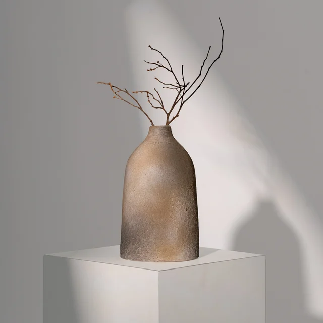 Artisan Textured Bell Vase in Natural Sand