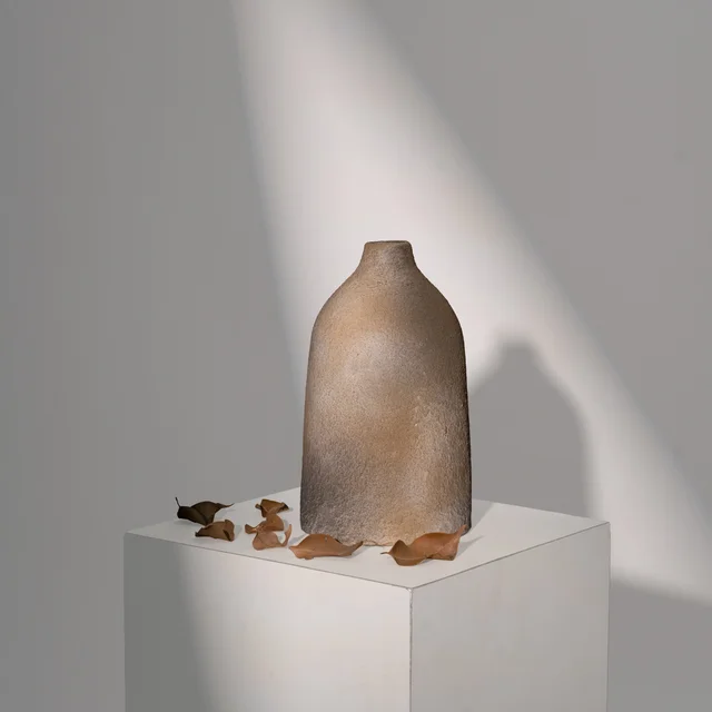 Artisan Textured Bell Vase in Natural Sand