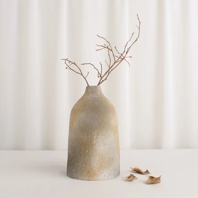 Artisan Textured Bell Vase in Natural Sand