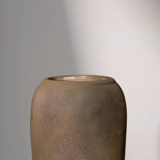 Modern Artisan Cylindrical Vase in Warm Greige
