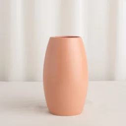 Modern Oval Ceramic Vase in Soft Peach