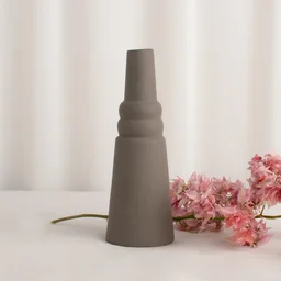 Minimalist Stepped Ceramic Vase in Warm Taupe