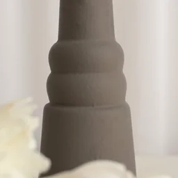 Minimalist Stepped Ceramic Vase in Warm Taupe