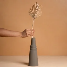 Minimalist Stepped Ceramic Vase in Warm Taupe
