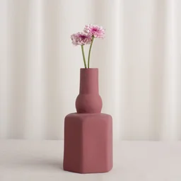 Modern Two-Tier Ceramic Vase in Dusty Rose - Cardinal Pink