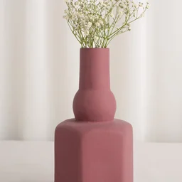 Modern Two-Tier Ceramic Vase in Dusty Rose - Cardinal Pink