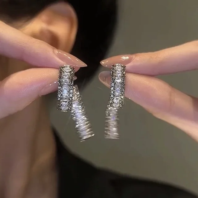 Double Row Pavé Crystal Drop Earrings