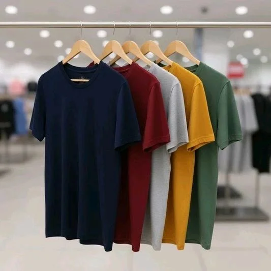 Men's Plain Tshirts Combo (Pack of 5) - M