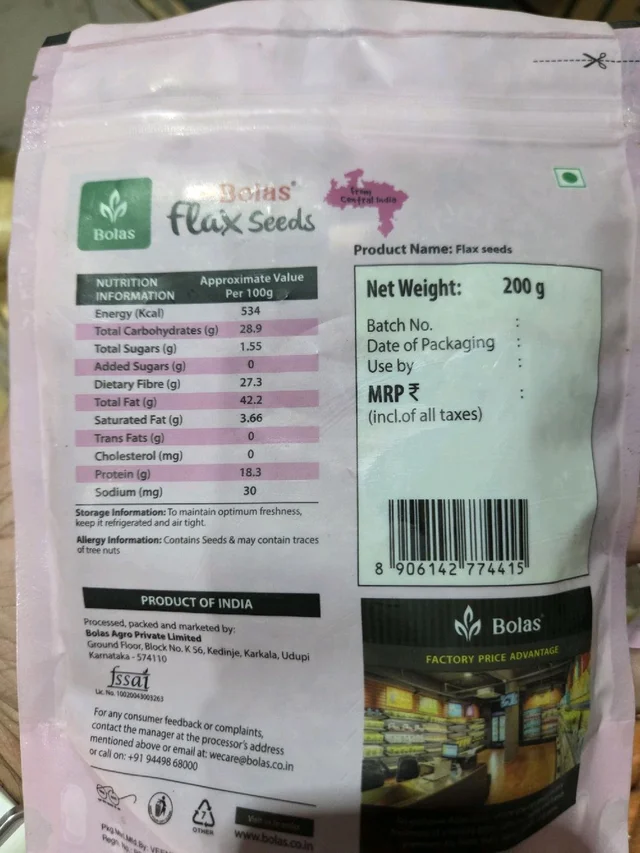 Bolas Flax Seeds Raw 200g