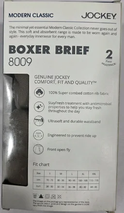 Jockey Boxer Bries 8009 2pc Pack - S(70-75)