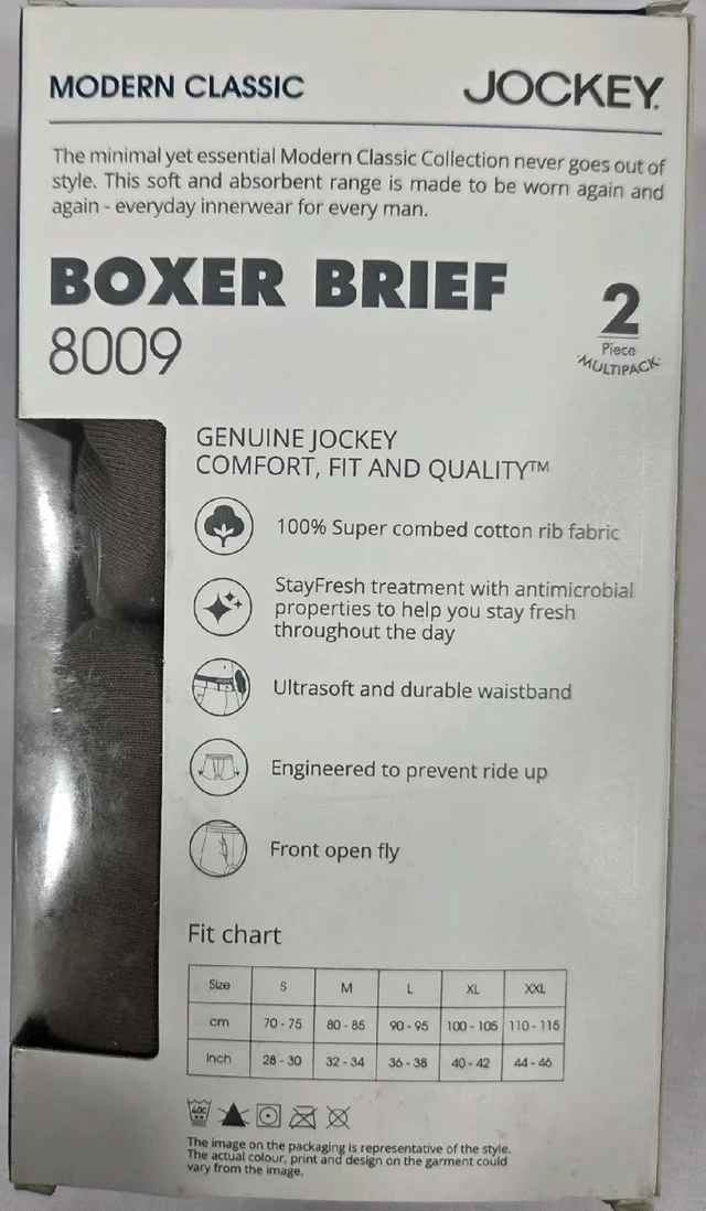 Jockey Boxer Bries 8009 2pc Pack - M(80-85)
