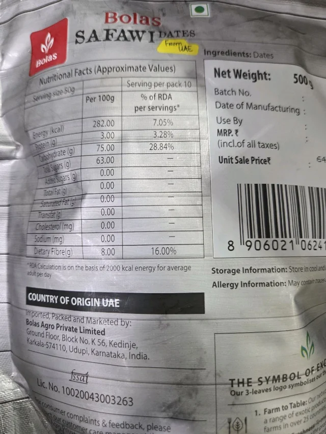 Bolas Safawi Dates 500g