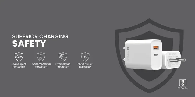 Portronics Adapto 45 20w fast charger with Dual Port