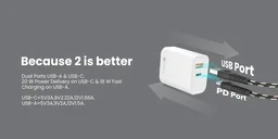 Portronics Adapto 45 20w fast charger with Dual Port