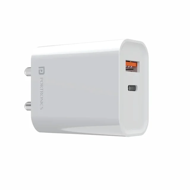 Portronics Adapto 45 20w fast charger with Dual Port