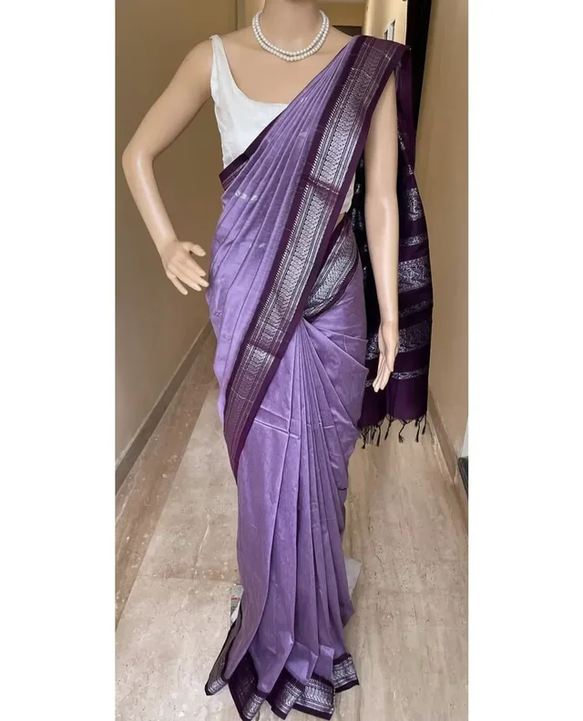 Premium Purple color Kalyani Cotton Silk Saree For Women