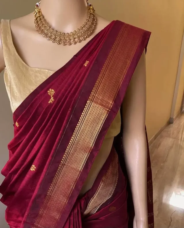 Royal Burgundy Kalyani Cotton Daily Wear Saree For Women
