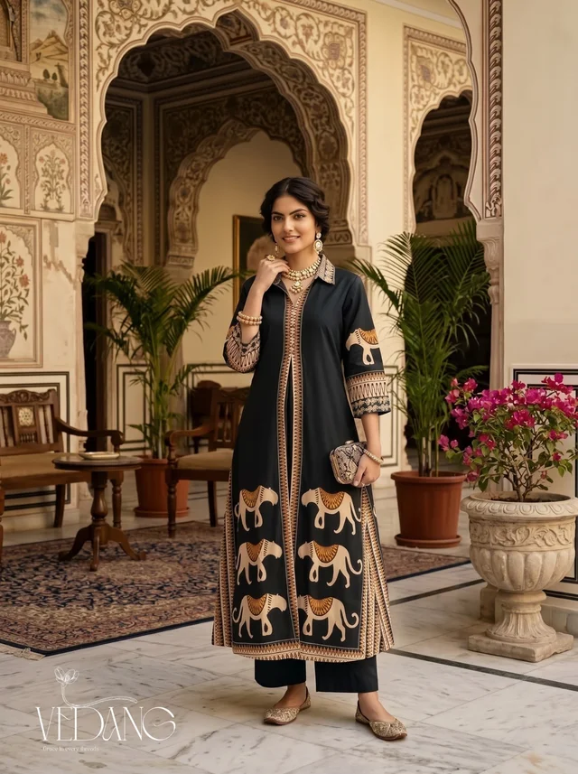 Onyx Heritage Black Jacket Kurti