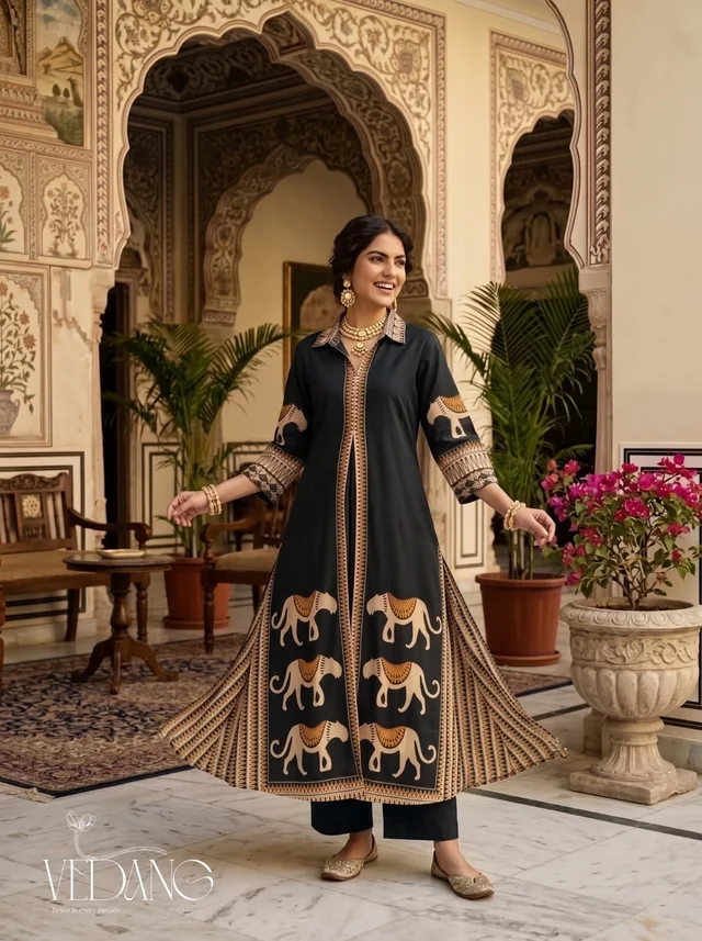 Onyx Heritage Black Jacket Kurti