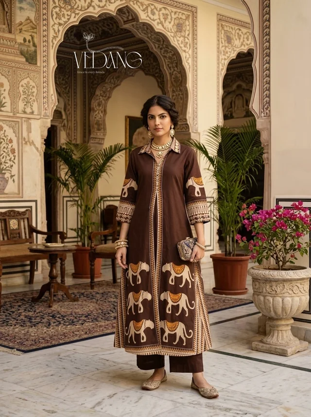Onyx Heritage Brown Jacket Kurti 