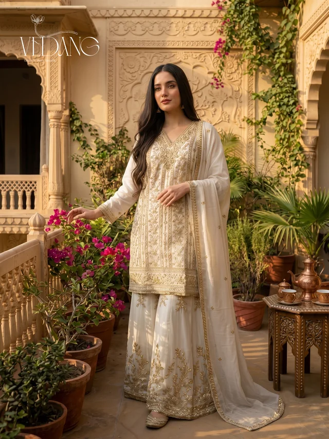 The Royal Ivory Sharara Set