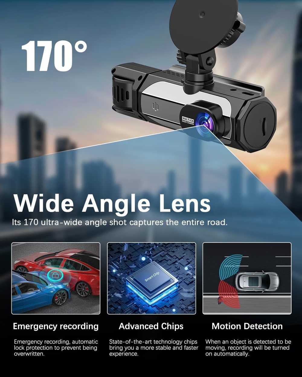 170 degree wide-angle coverage