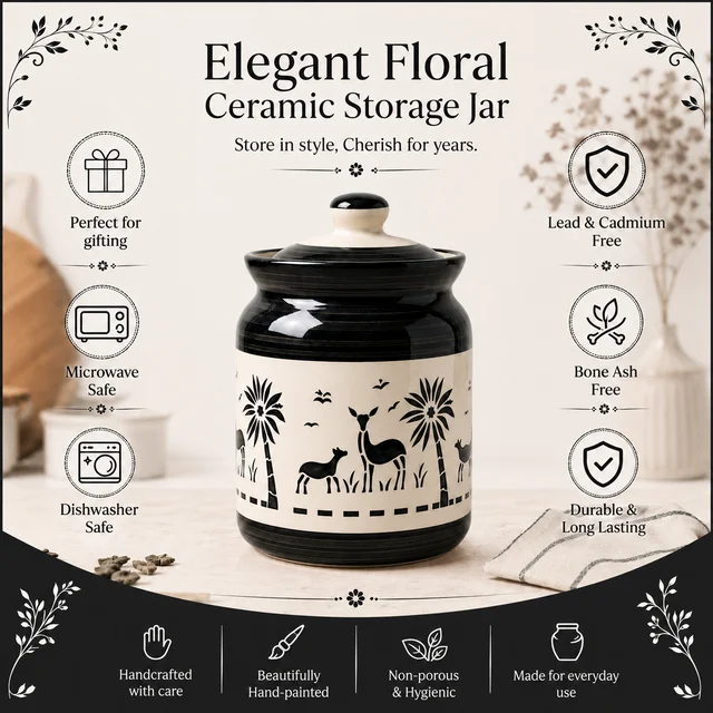 Traditional Ceramic Jars & Containers | Decorative Kitchen Storage for Pickles, Achar, Spices, Salt, Sugar & Dry Fruits