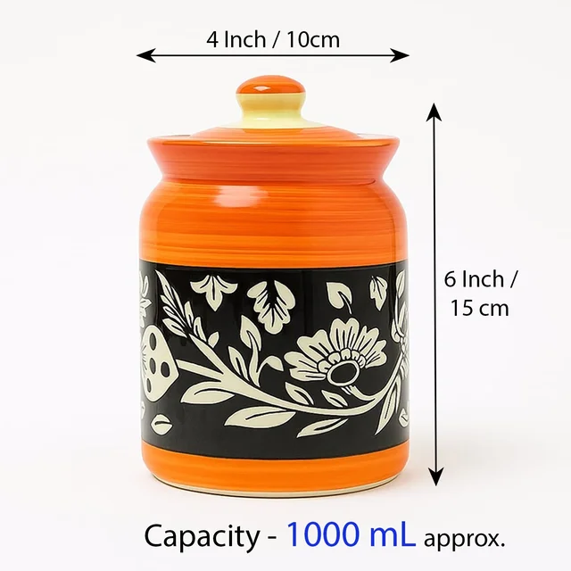 Ceramic Jars & Containers | Kitchen Storage Jars for Pickle, Spices, Salt, Sugar, Snacks & Dry Fruits | Stylish Food Storage Containers