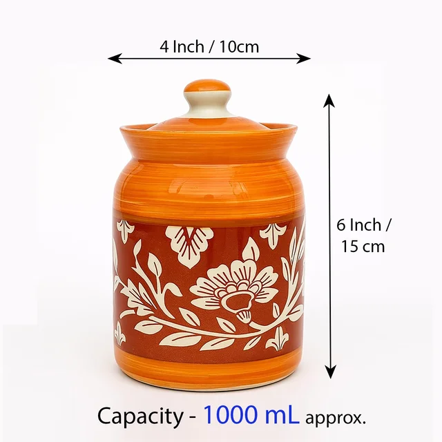 Ceramic Kitchen Storage Jars | Pickle, Achar, Spice, Salt, Sugar & Dry Fruit Containers | Decorative Ceramic Storage Jarss