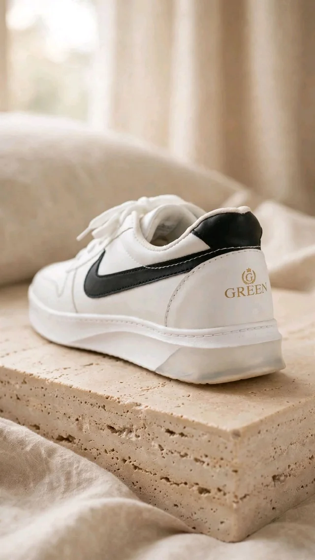 Green Men White Black Casual Sneakers | Stylish Lace-Up Sports Shoes - 7