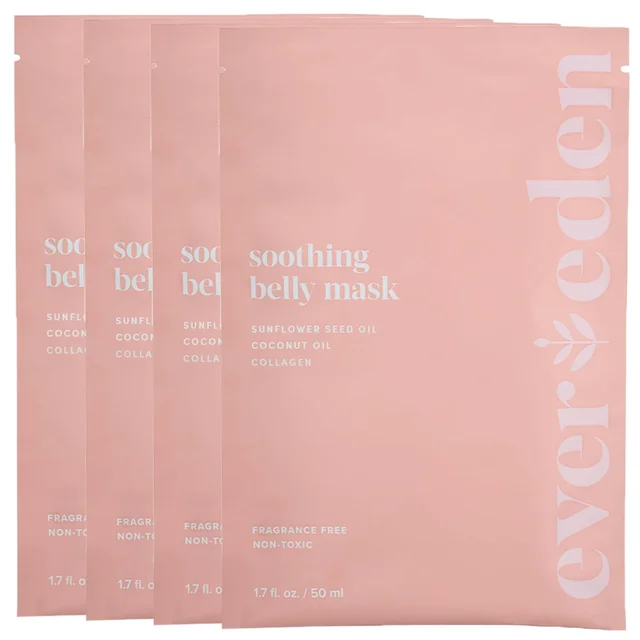 Evereden Soothing Belly Mask - 4 Belly Masks For Pregnant Women - One Size - Hydrating Nourishing & Soothing Pregnancy Skin Care Belly Masks - Clean & Vegan Pregnancy & Maternity Products